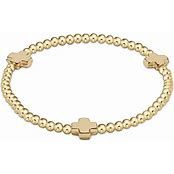 EGIRL SIGNATURE CROSS SMALL GOLD 2MM BEAD BRACELET