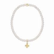 CLASSIC PEARL 3MM BEAD BRACELET SIGNATURE CROSS CHARM