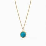 FLEUR DE LIS SOLITAIRE NECKLACE TURQUOISE BLUE