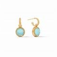 FLEUR DE LIS HOOP 7 CHARM EARRING TURQUOISE BLUE
