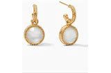 FLEUR DE LIS HOOP &amp; CHARM EARRING PEARL