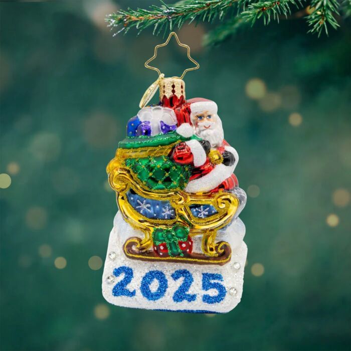 ROOFTOP PARKING SANTA 2025 GEM ORNAMENT