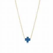 16&quot; COBALT SMALL CROSS NECKLACE