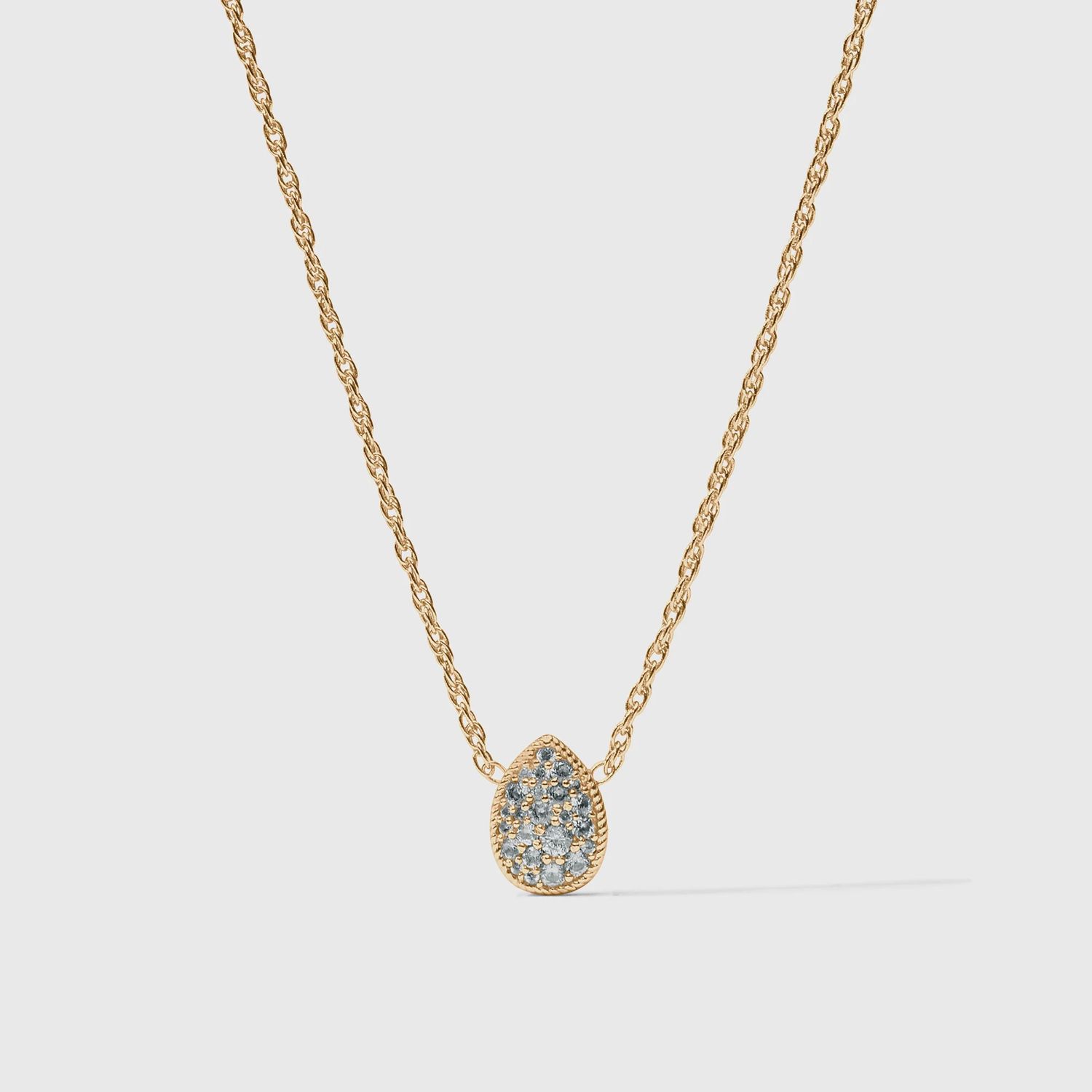 BIRTHSTONE TEARDROP DELICATE NECKLACE AQUAMARINE BLUE