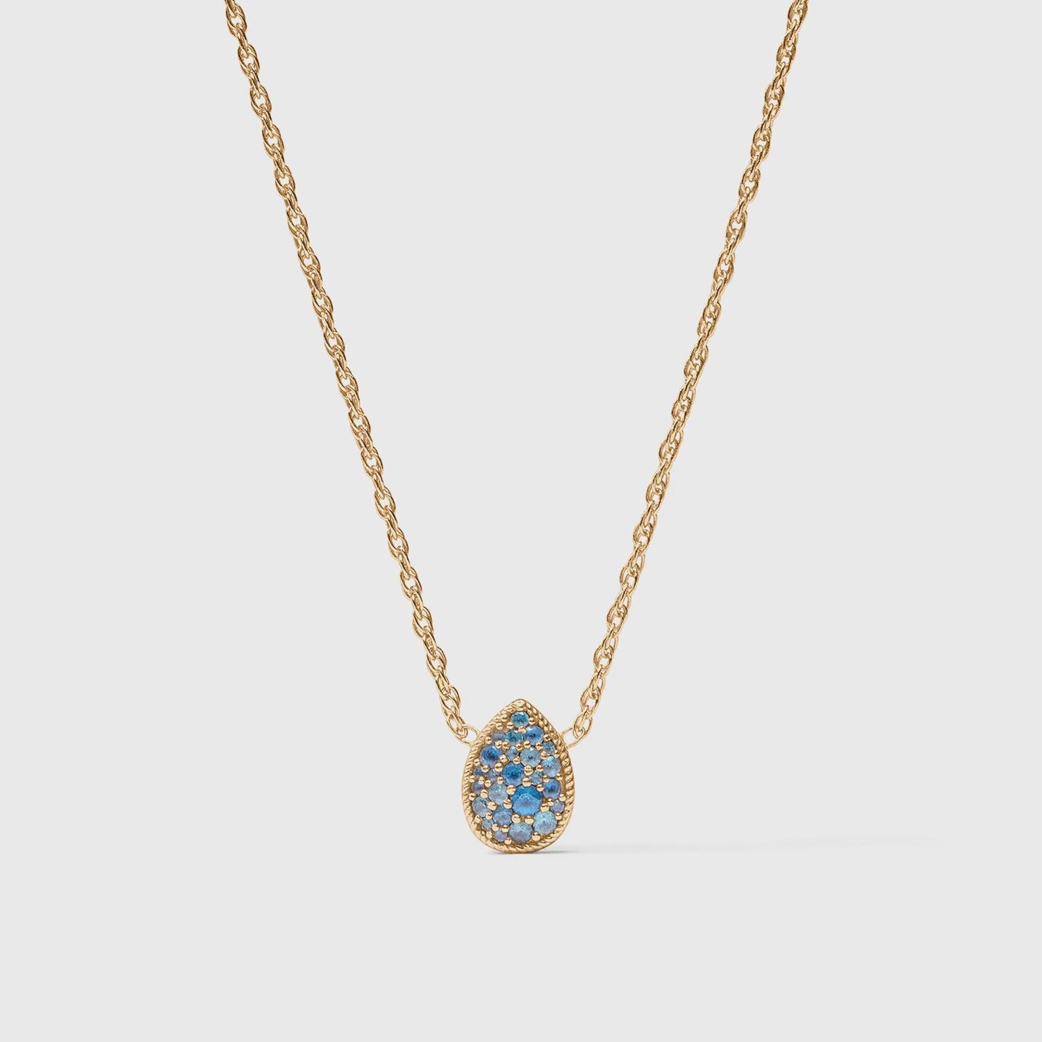 BIRTHSTONE TEARDROP DELICATE NECKLACE BLUE TOPAZ