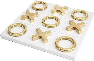 MARBLE HANDCRAFTED TIC-TAC-TOE WITH GOLD PCS