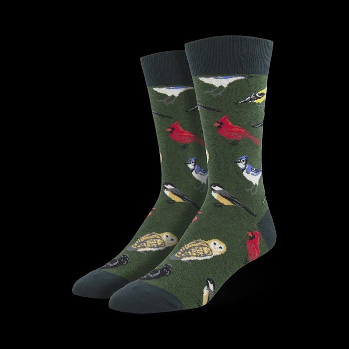 BIRD IS THE WORD GREEN HEATHER SOCKS