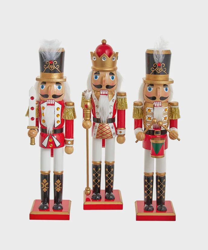 15&quot; RED/WHITE SOLDIER KING NUTCRACKER A/3