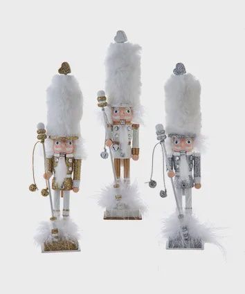 9.5&quot; GOLD, WHITE, SILVER NUTCRACKER WITH HAT A/3