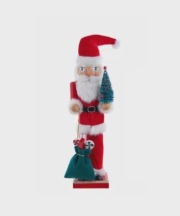 15&quot; WOODEN SANTA W GIFT &amp; TREE NUTCRACKER