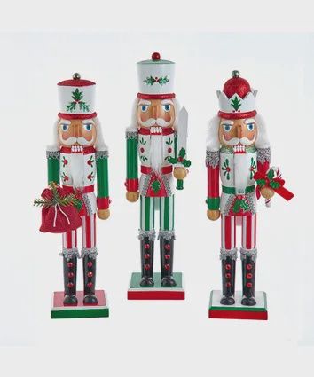 15&quot; WOODEN JOLY RED AND GREEN NUTCRACKER A/3