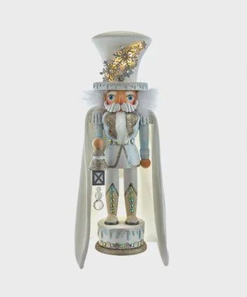 18&quot; WHITE SNOWFLAKE SOLDIER LED NUTCRACKER