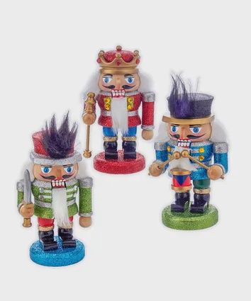 5&quot; WOODEN RED, GREEN &amp; BLUE CHUBBY NUTCRACKERS