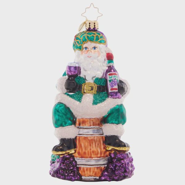 TIME FOR FINE WINE SANTA ORNAMENT