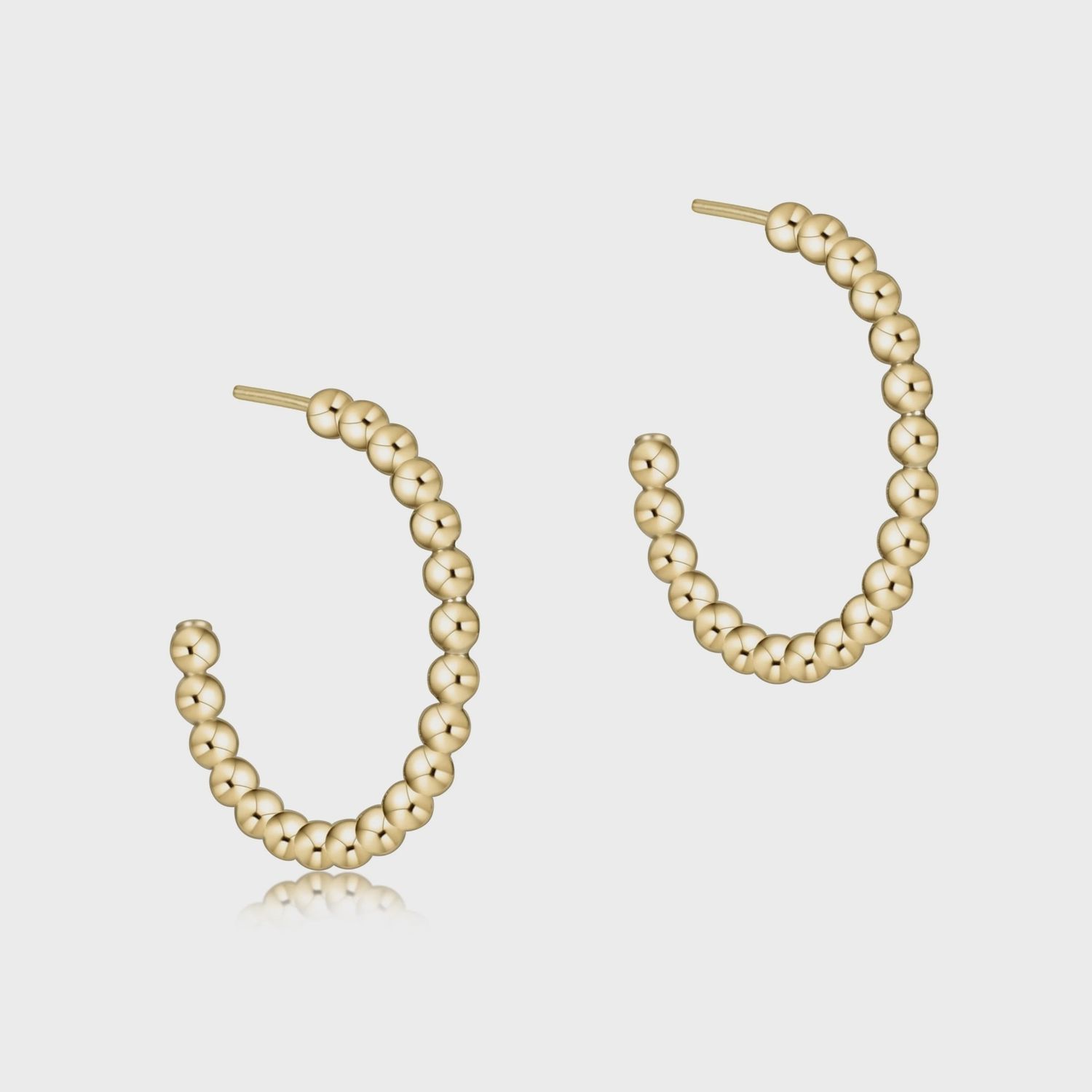 BEADED CLASSIC 2MM GOLD HOOP 1&quot; POST