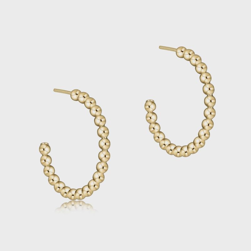 BEADED CLASSIC 2MM GOLD HOOP 1" POST
