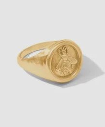 BEE SIGNET GOLD RING 6