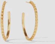 BEADED STATION HOOP GOLD LARGE