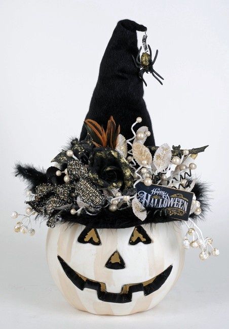 LIGHTED WHITE FIBER OPTIC PUMPKIN