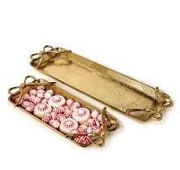 GOLD BOWS HANDLED TRAY LARGE