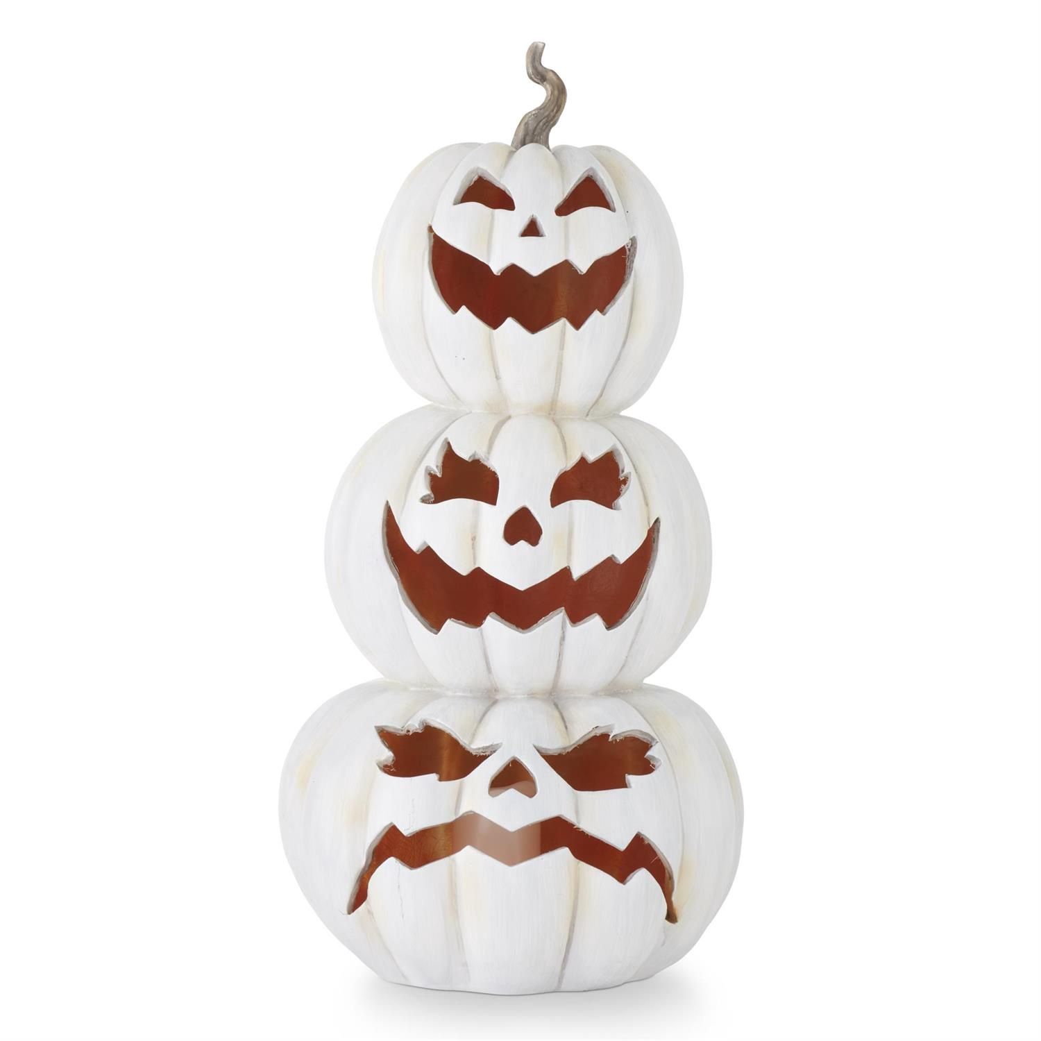30&quot; WHITE STACK JACK O LANTERN W TIMER