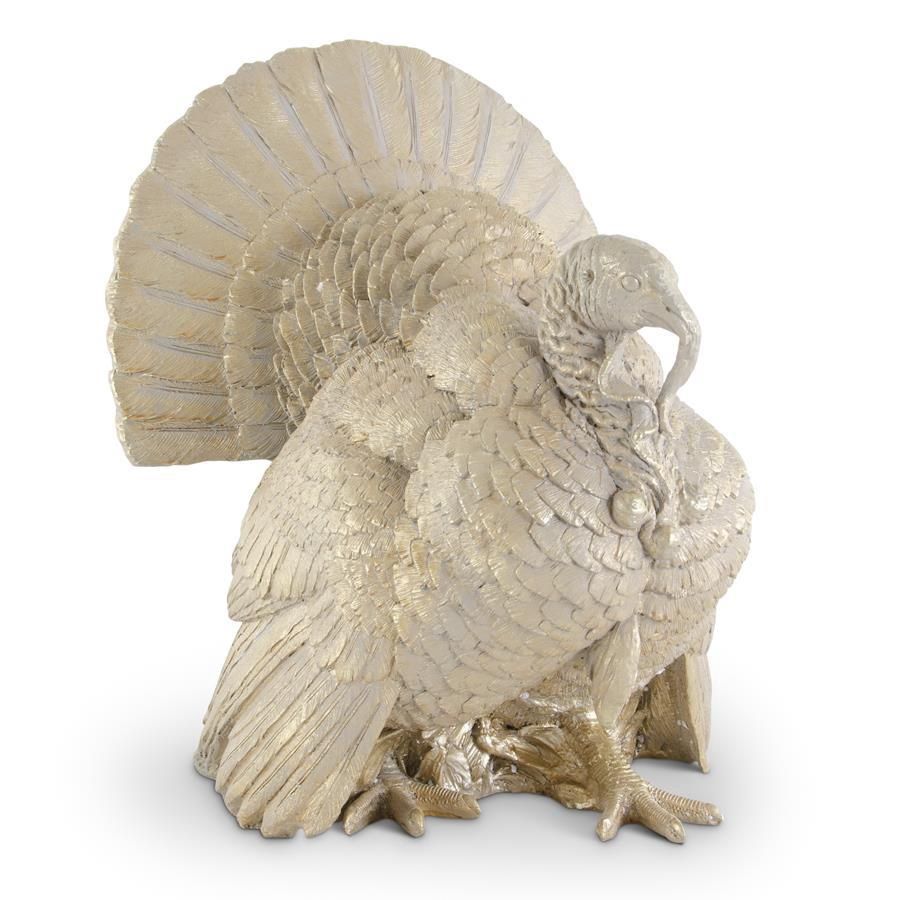19&quot; GOLD RESIN STANDING TURKEY