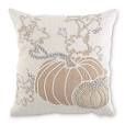 16&quot; CREAM &amp; WHITE EMBROIDERED PUMPKIN PILLOW