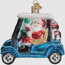 GOLF CART SANTA ORNAMENT