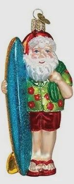 SURFER SANTA ORNAMENT