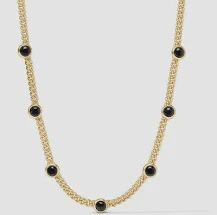 DOLCE DELICATE STATION NECKLACE OBSIDIAN BLACK