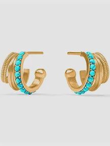 HYDRA TRIPLE HOOP TURQUOISE BLUE EARRINGS