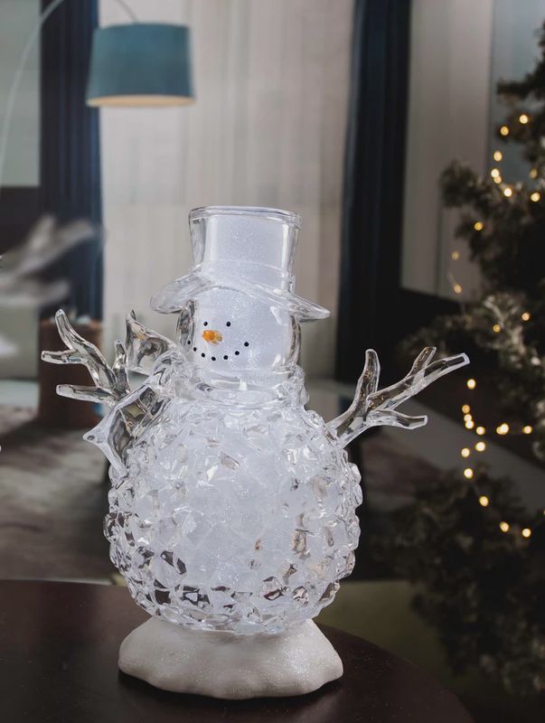 SMALL SILVER GLITTER SNOWMAN