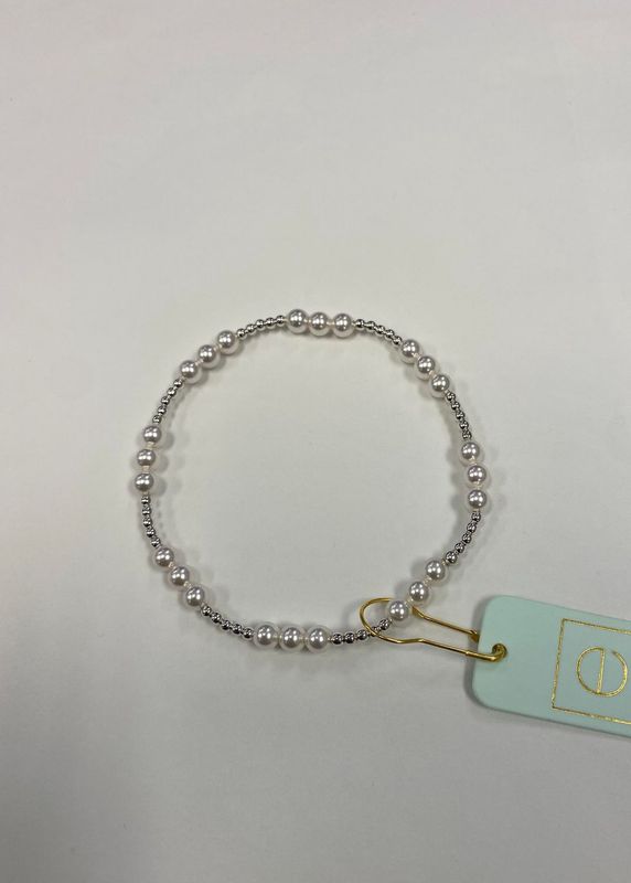 CLASSIC JOY PATTERN STERLING 4MM BEAD PEARL BRACELET