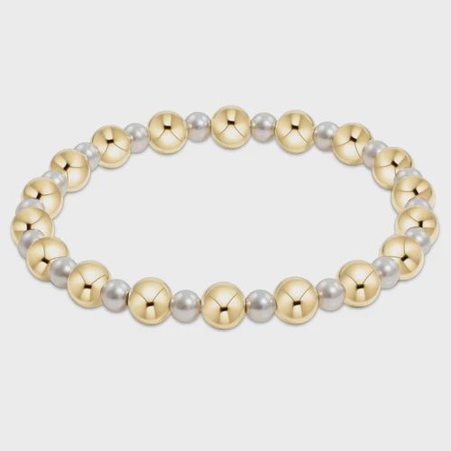 PEARL GRATEFUL 4MM BEAD BRACELET 6MM GOLD