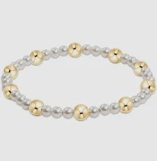 PEARL SINCERITY PATTERN 4MM BEAD BRACELET 6MM GOLD