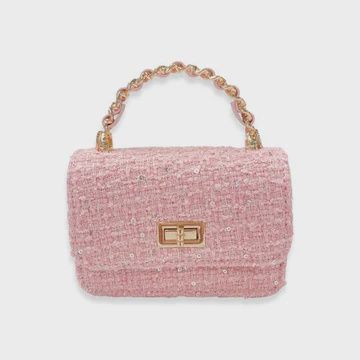 TWEED &amp; SEQUINS PINK PURSE
