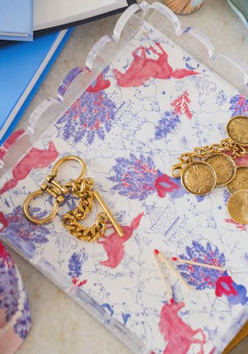 RED &amp; WHITE ACRYLIC SCALLOPED  TRAY