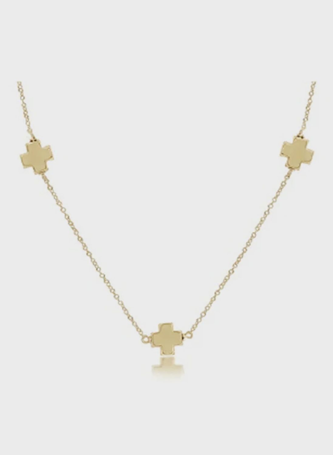 17&quot; CHOKER SIMPLICITY GOLD CHAIN SIGNATURE CROSS GOLD