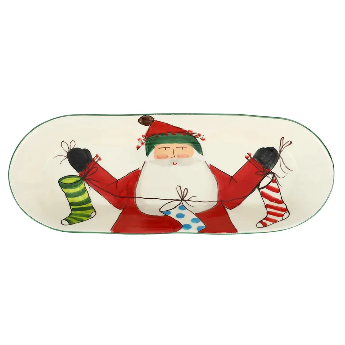 OLD ST. NICK BREAD SERVER W STOCKINGS