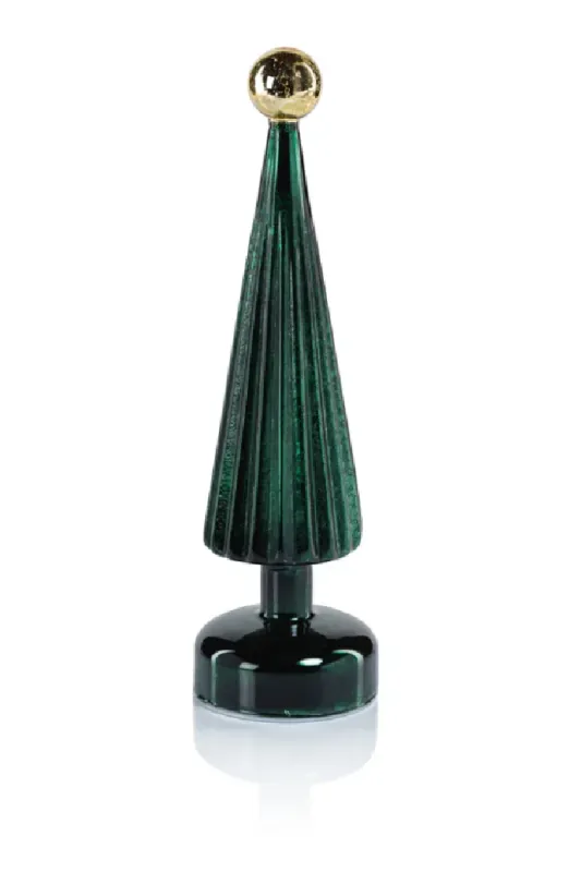 LED GREEN TREE FINIAL GOLD TOP 16.5"