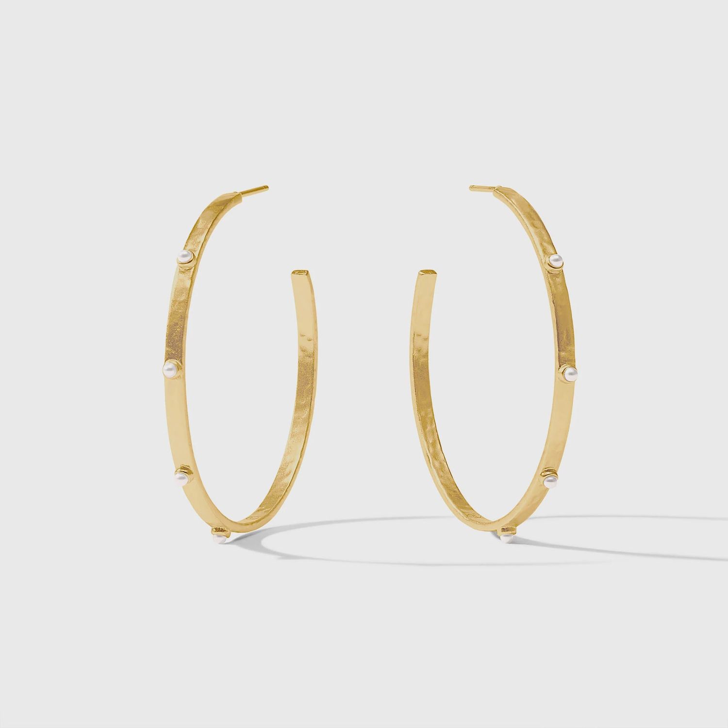 CRESCENT STONE HOOP PEARL XL