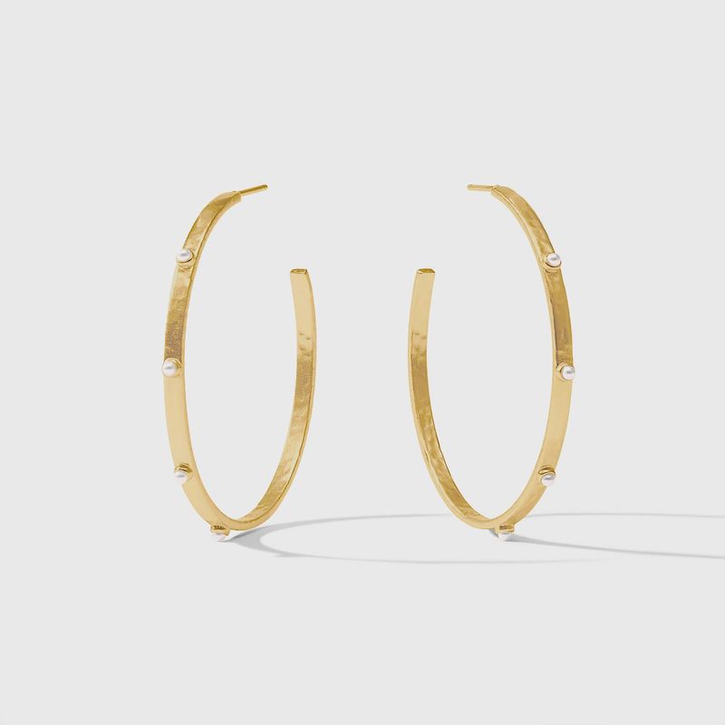 CRESCENT STONE HOOP PEARL XL