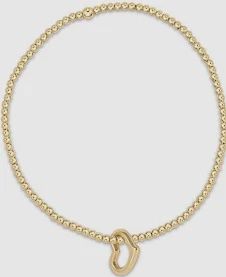CLASSIC GOLD 2MM BEAD BRACELET W SMALL GOLD HEART CHARM