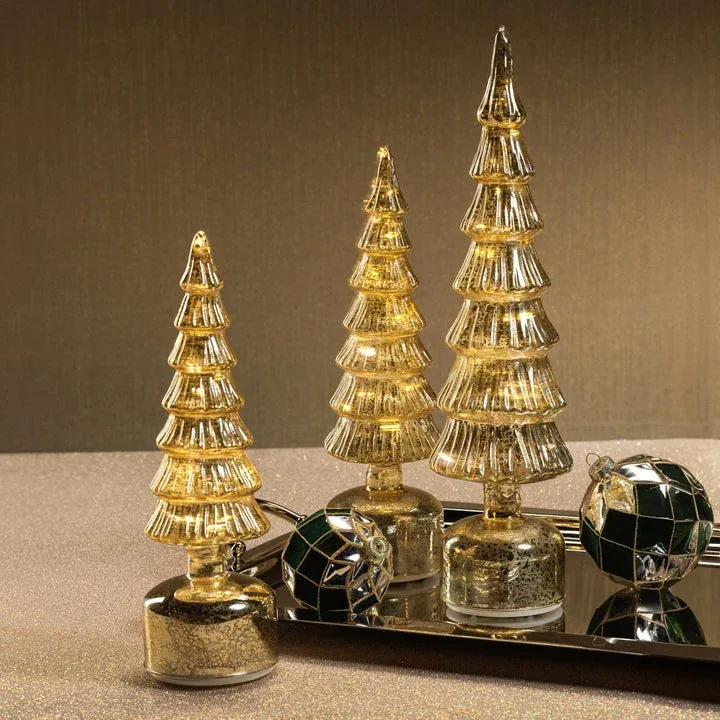 MOUNTAIN PINE GOLD LED ROTATING TREE 14"