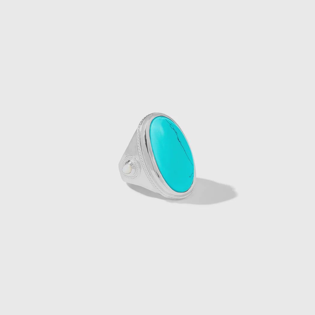 CANNES STATEMENT SILVER RING TURQUOISE BLUE 7