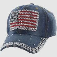 AMERICAN FLAG BLING HAT