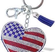 I HEART USA FLAG KEYCHAIN