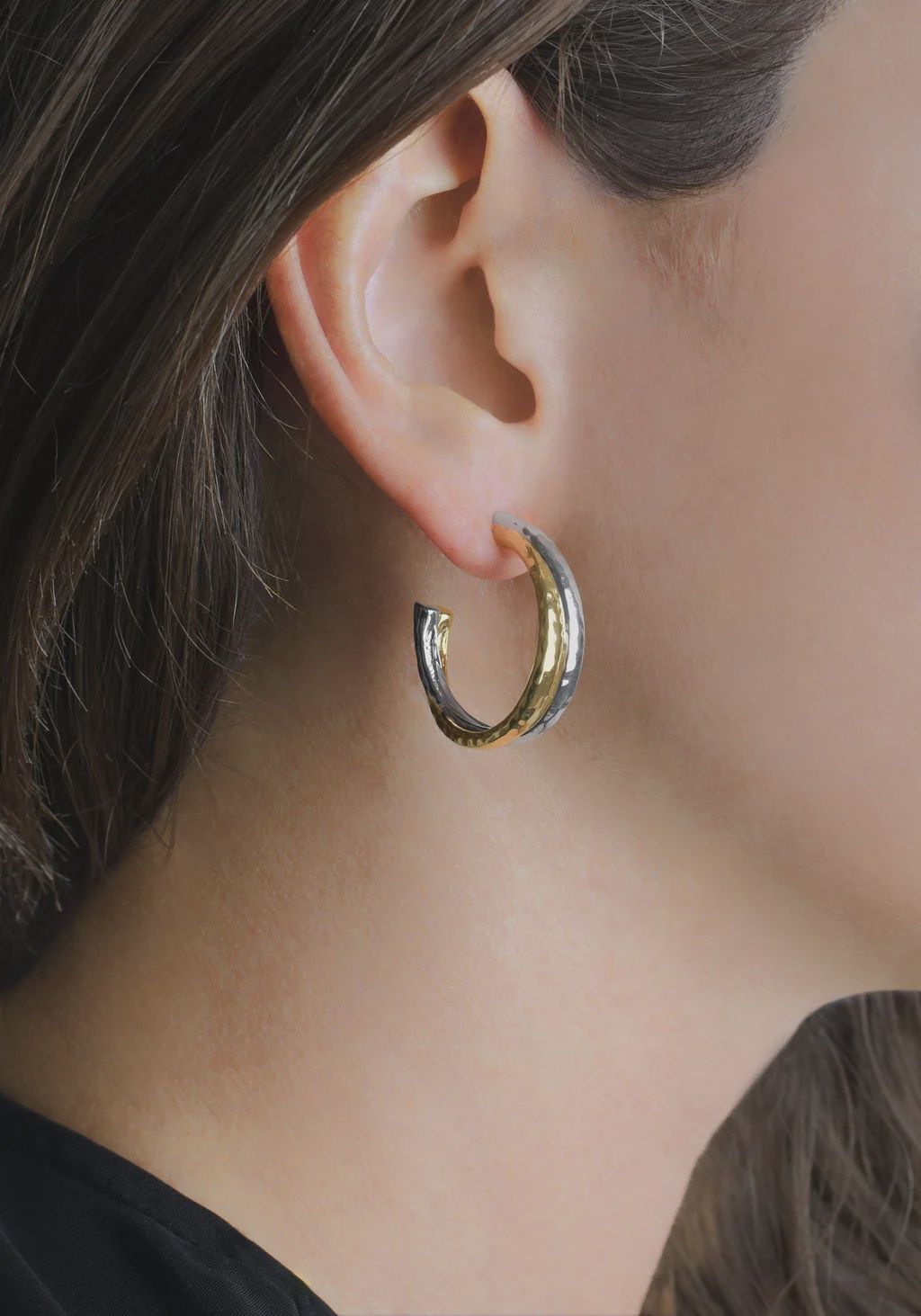 FARRIER MIXED METAL HOOP EARRINGS