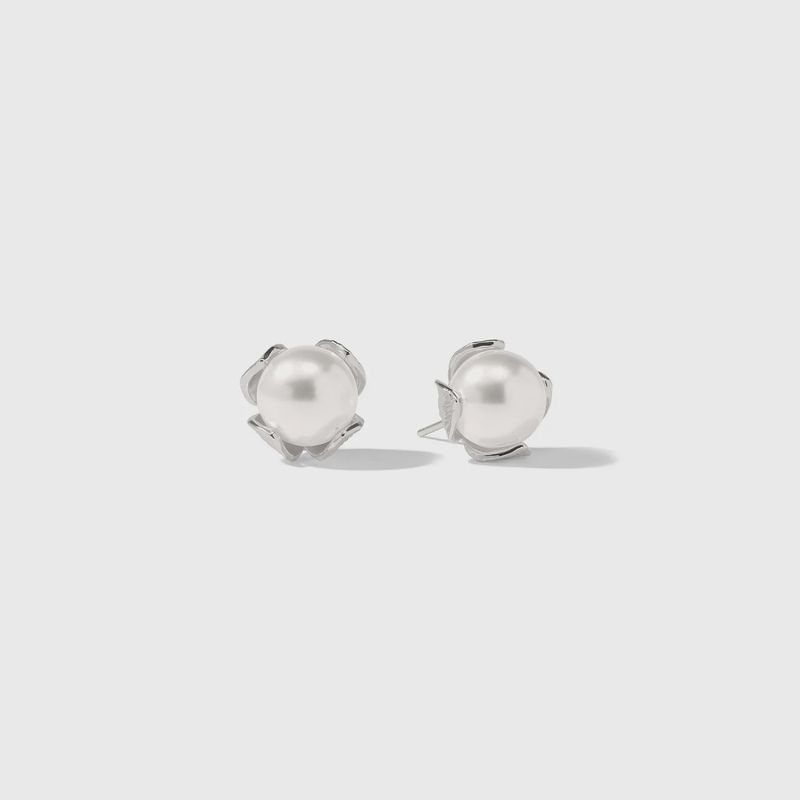 PENELOPE SILVER PEARL STUD EARRING LARGE