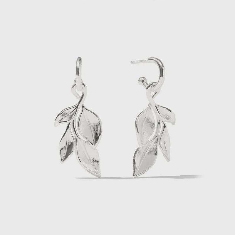 WILLOW HOOP &amp; CHARM SILVER EARRING